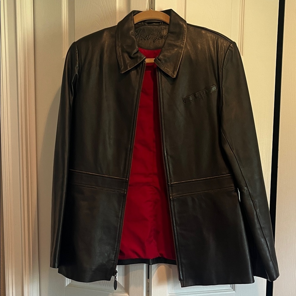 Cruel Girl Black Leather Jacket with Red Interior